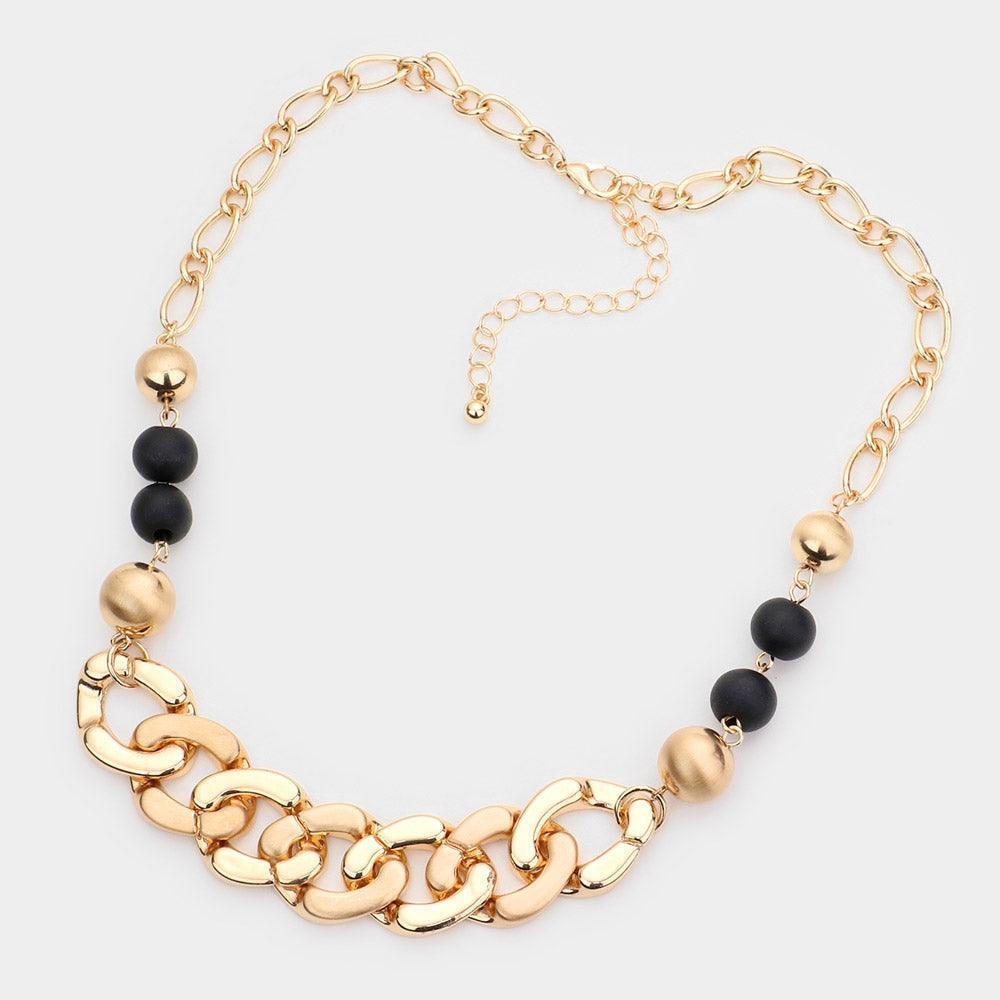 Black Wood Beads Chain Necklace - Jewelry Store by Erik Rayo