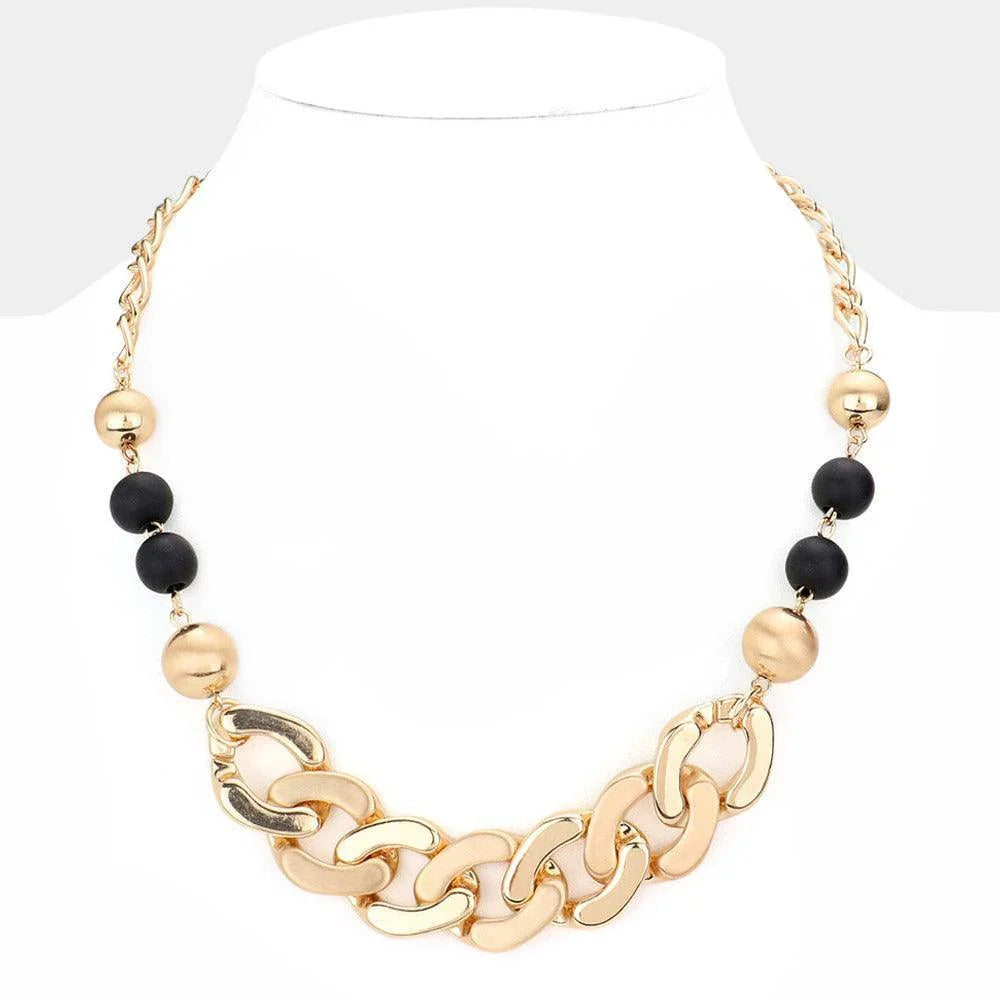 Black Wood Beads Chain Necklace - Jewelry Store by Erik Rayo