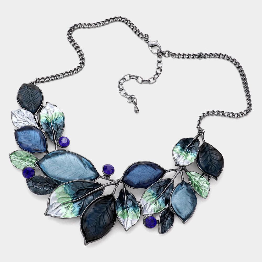 Blue Epoxy Leaf Vine Necklace - Jewelry Store by Erik Rayo