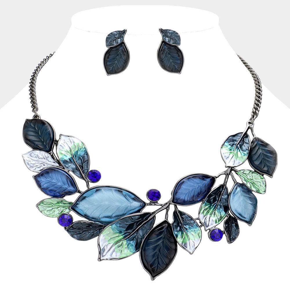 Blue Epoxy Leaf Vine Necklace - Jewelry Store by Erik Rayo