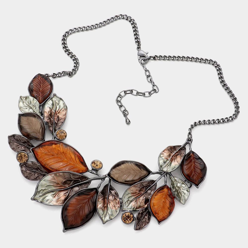 Brown Epoxy Leaf Vine Necklace - Jewelry Store by Erik Rayo