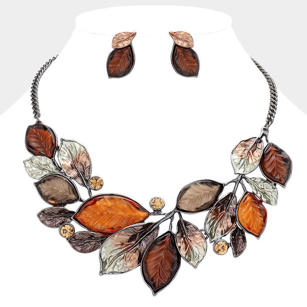 Brown Epoxy Leaf Vine Necklace - Jewelry Store by Erik Rayo