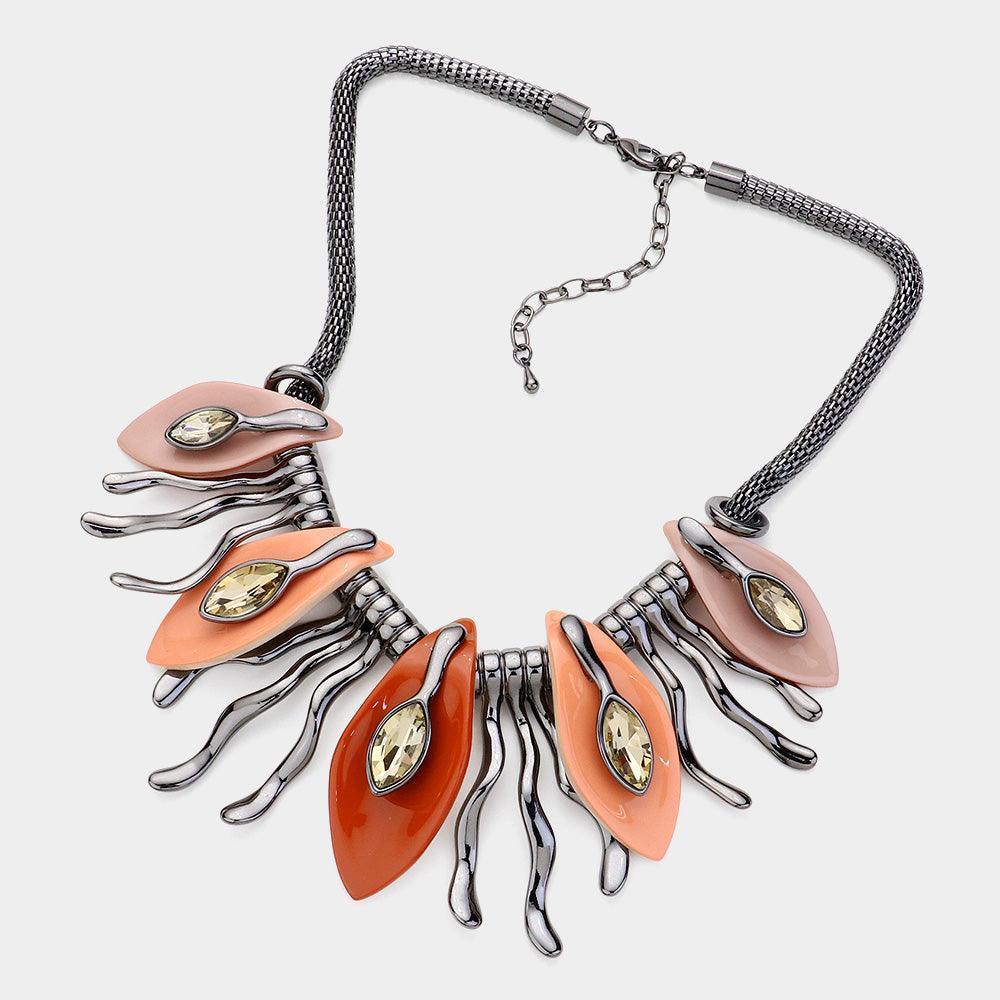 Brown Glass Crystal Epoxy Statement Necklace - Jewelry Store by Erik Rayo