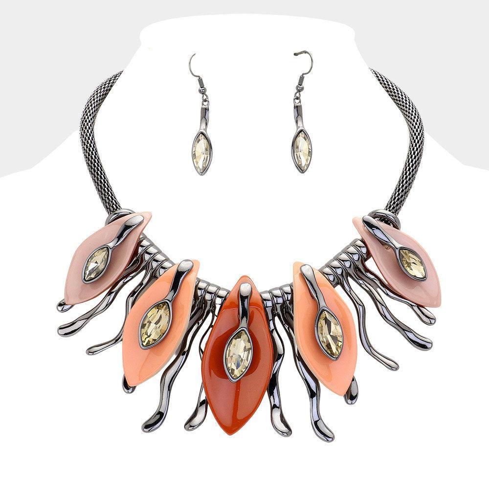 Brown Glass Crystal Epoxy Statement Necklace - Jewelry Store by Erik Rayo