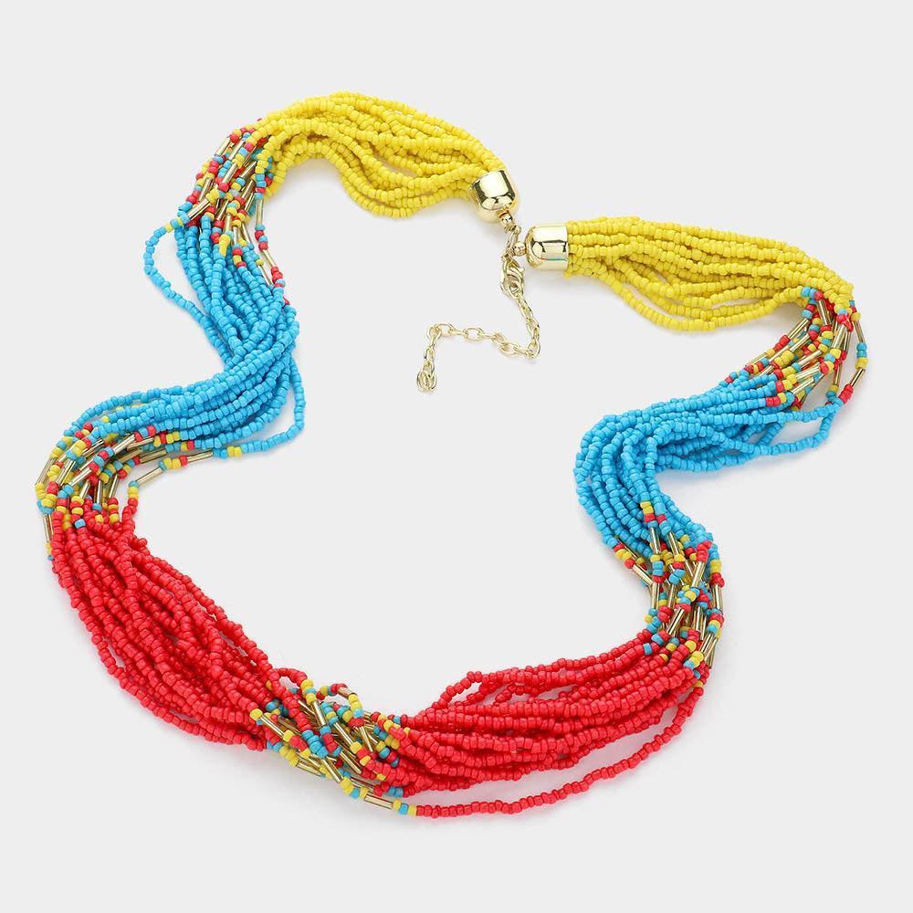 Gold Seed Beaded Multi Layered Necklace - Jewelry Store by Erik Rayo