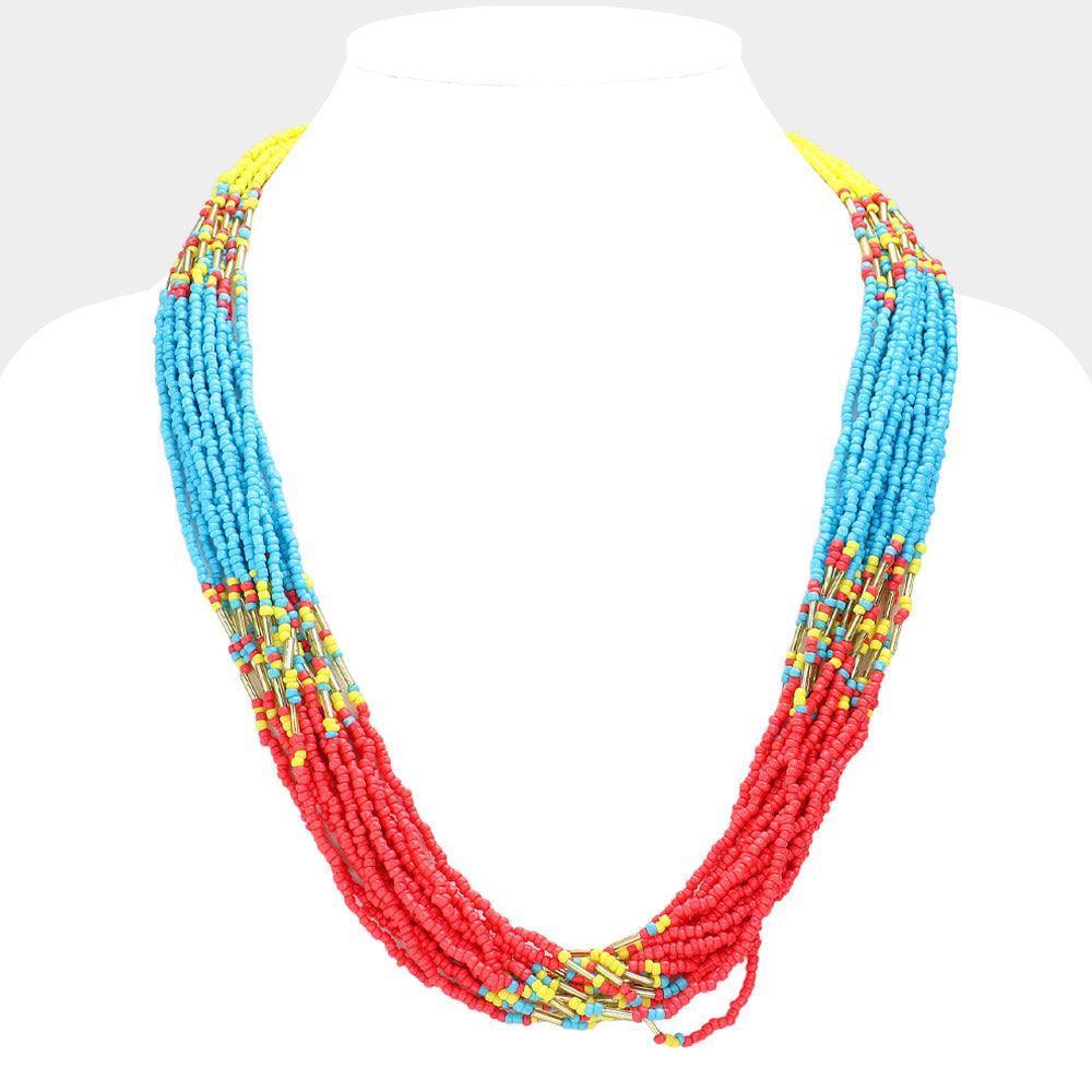 Gold Seed Beaded Multi Layered Necklace - Jewelry Store by Erik Rayo