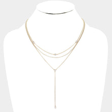 Load image into Gallery viewer, Gold Rhinestone Detail Triple Layered Y Necklace
