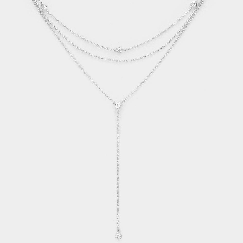 Rhinestone Detail Triple Layered Y Necklace - Jewelry Store by Erik Rayo