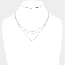 Load image into Gallery viewer, Rhinestone Detail Triple Layered Y Necklace
