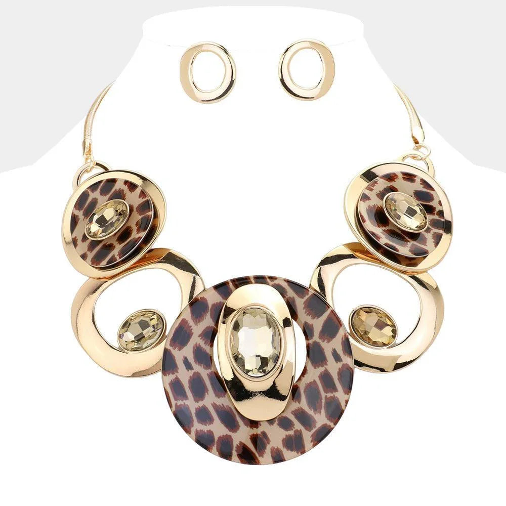 Gold Celluloid Acetate Glass Stone Metal Statement Necklace - Jewelry Store by Erik Rayo