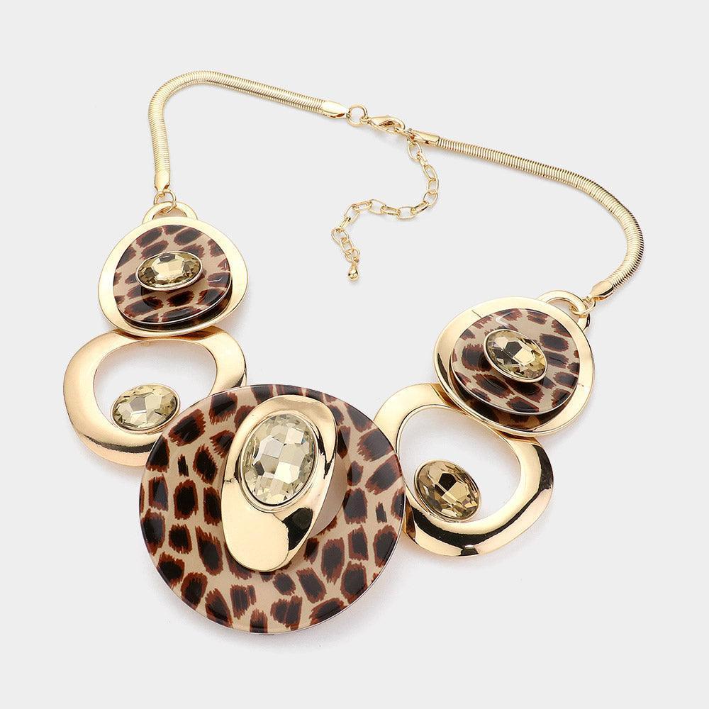 Gold Celluloid Acetate Glass Stone Metal Statement Necklace - Jewelry Store by Erik Rayo