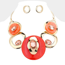 Load image into Gallery viewer, Gold Celluloid Acetate Glass Stone Metal Statement Necklace
