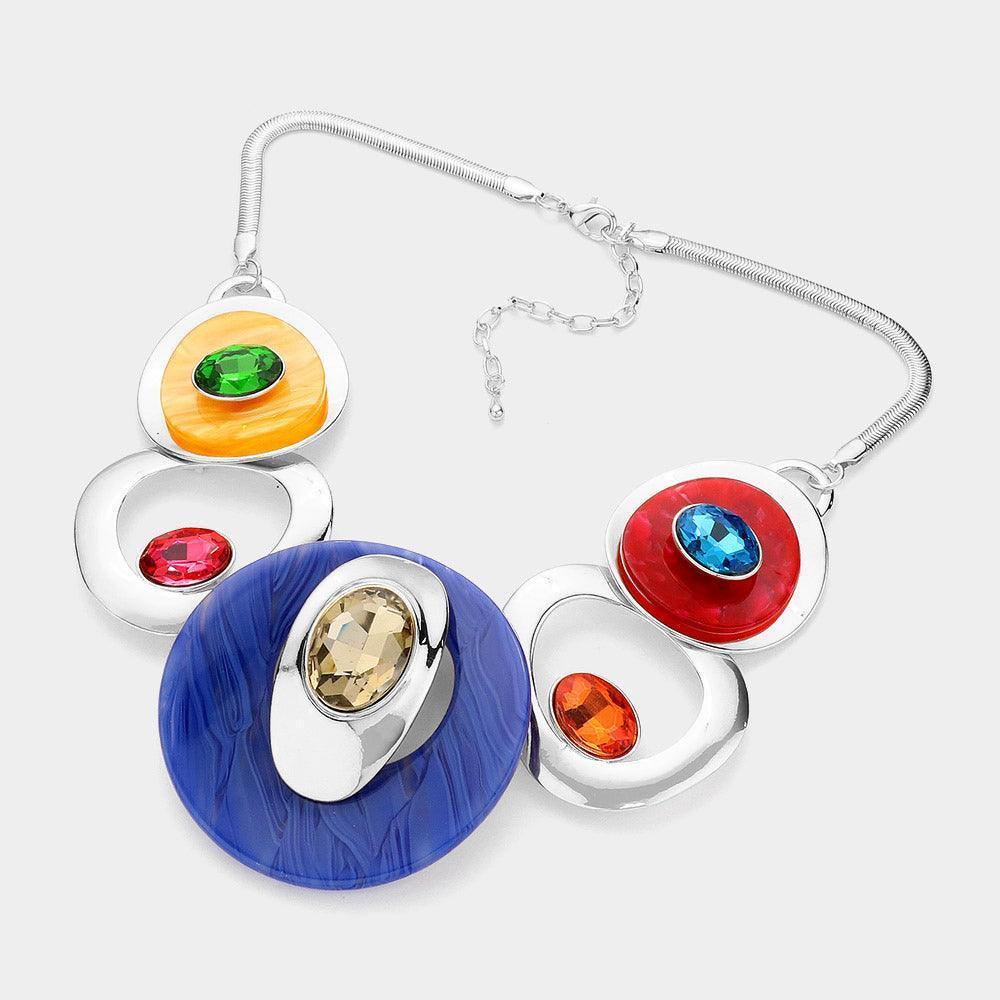 Celluloid Acetate Glass Stone Metal Statement Necklace - Jewelry Store by Erik Rayo