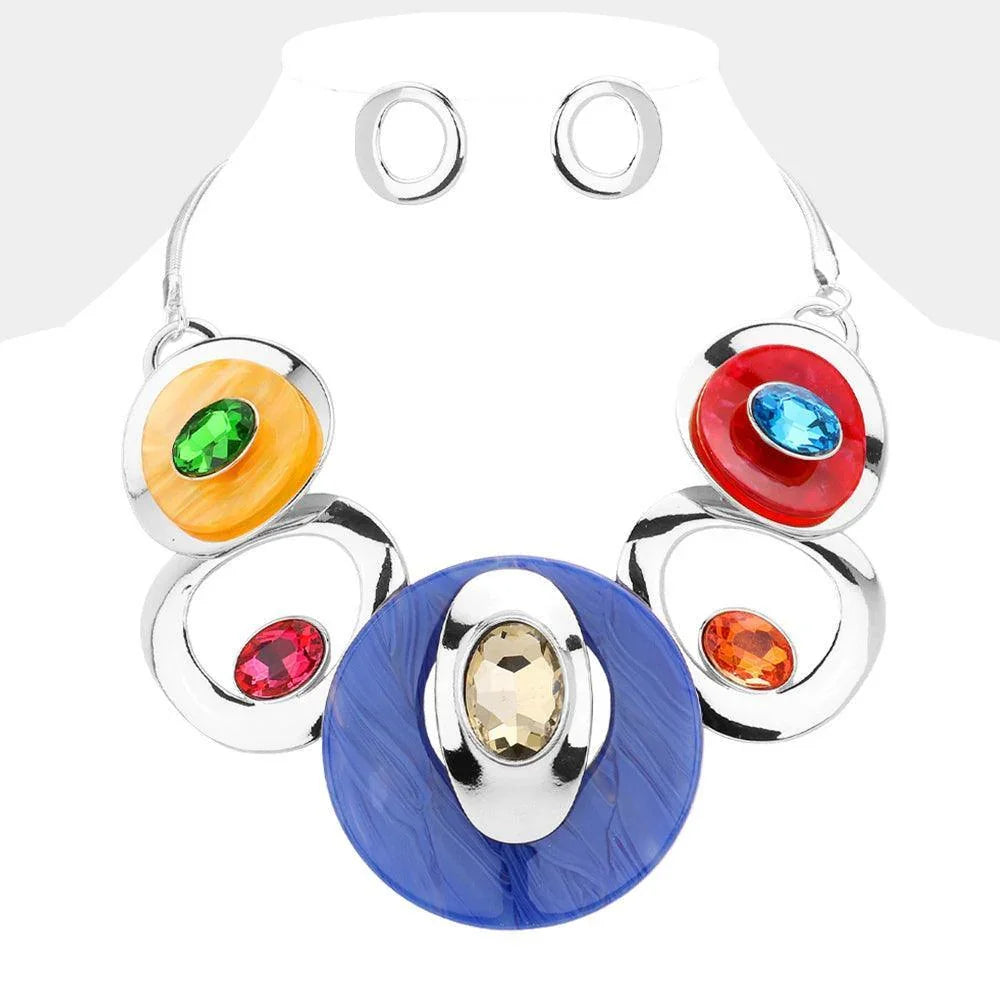 Celluloid Acetate Glass Stone Metal Statement Necklace - Jewelry Store by Erik Rayo