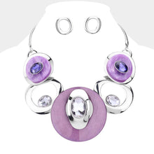 Load image into Gallery viewer, Silver Celluloid Acetate Glass Stone Metal Statement Necklace
