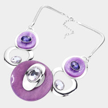 Load image into Gallery viewer, Silver Celluloid Acetate Glass Stone Metal Statement Necklace
