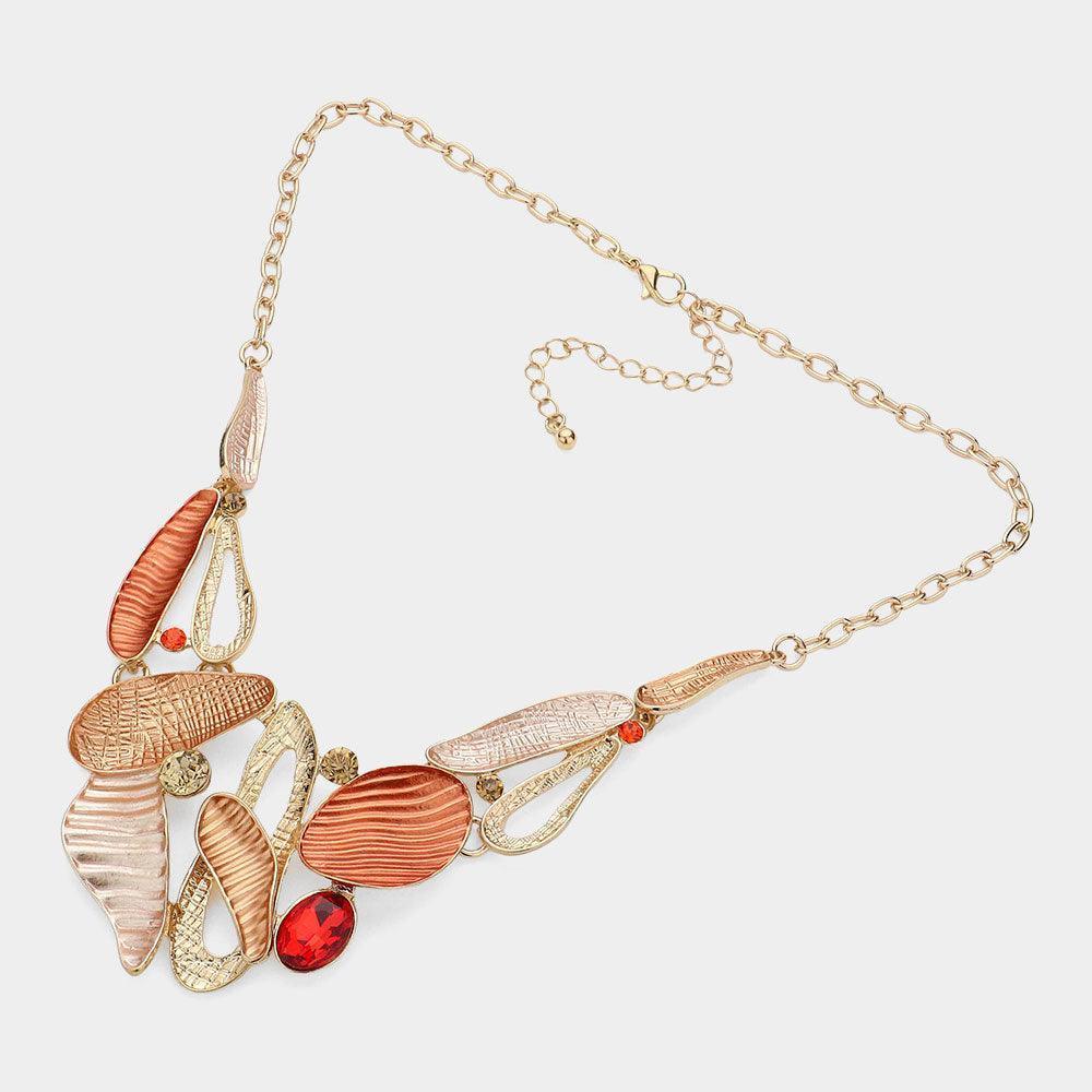 Gold Stone Embellished Abstract Colored Metal Cluster Necklace - Jewelry Store by Erik Rayo