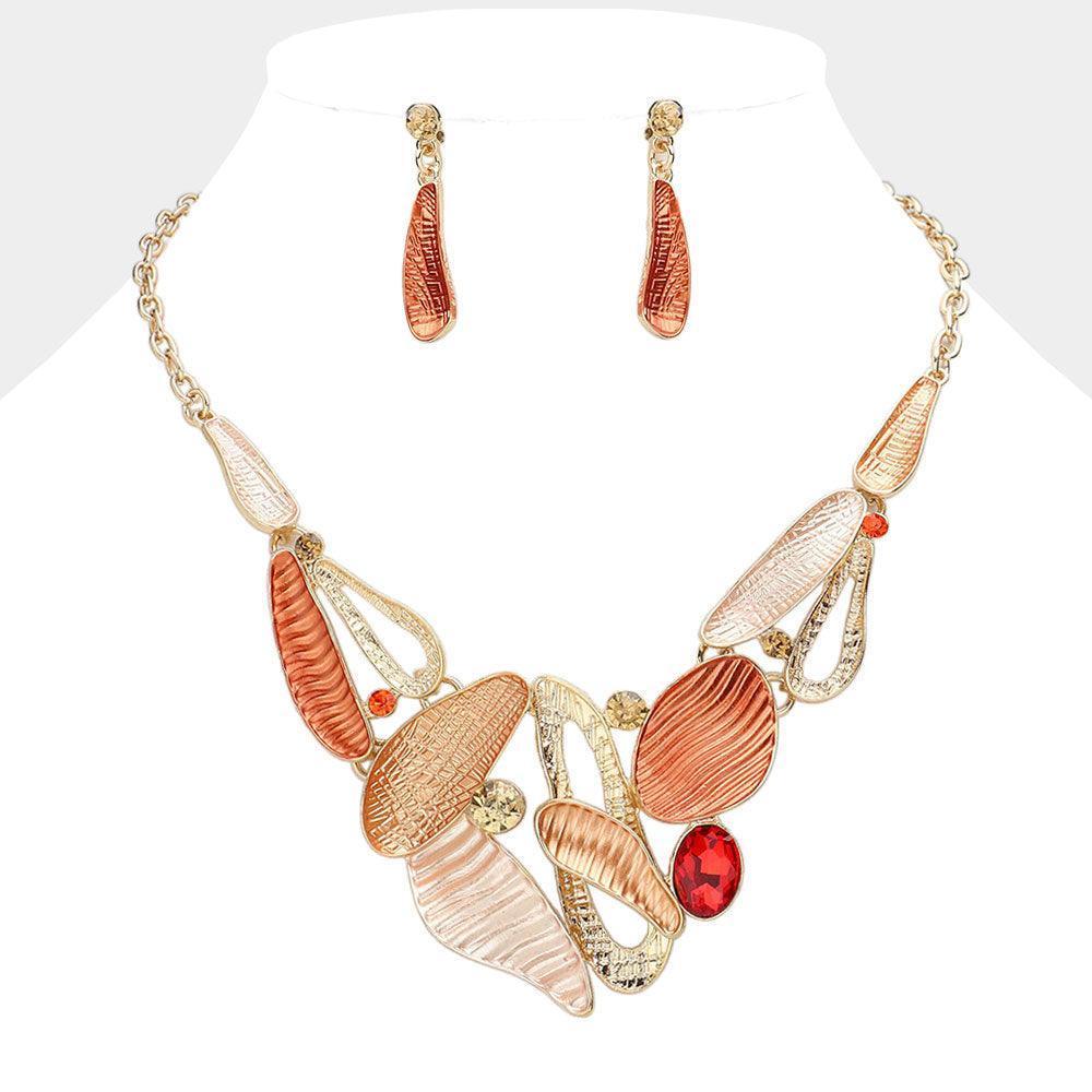 Gold Stone Embellished Abstract Colored Metal Cluster Necklace - Jewelry Store by Erik Rayo