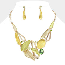 Load image into Gallery viewer, Yellow Stone Embellished Abstract Colored Metal Cluster Necklace
