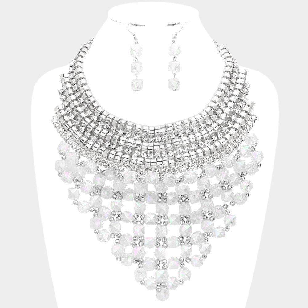 Faceted Cube Bead Cluster Bib Necklace - Jewelry Store by Erik Rayo