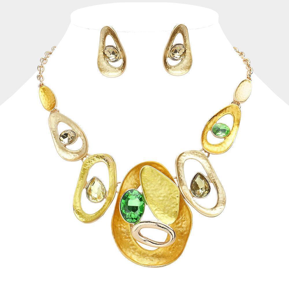 Yellow Stone Embellished Abstract Colored Metal Necklace - Jewelry Store by Erik Rayo