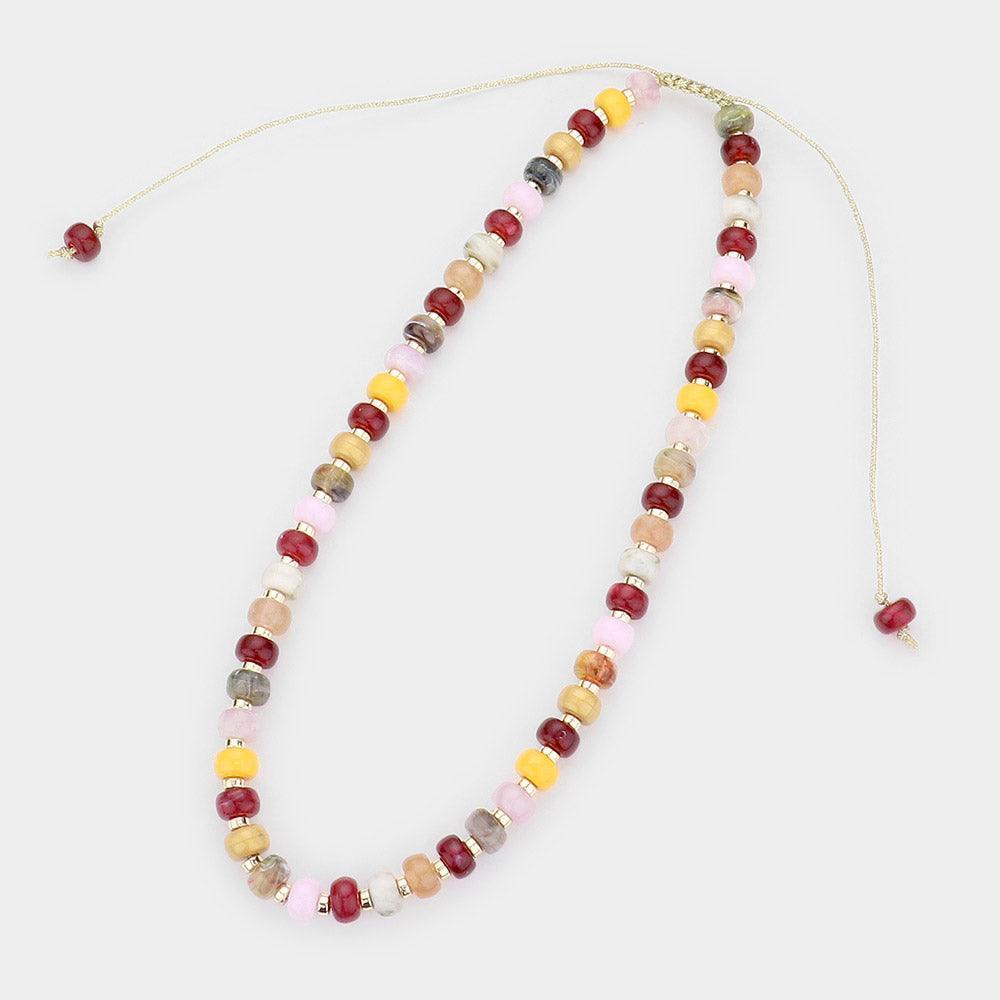 Burgundy Marbled Beaded Necklace - Jewelry Store by Erik Rayo