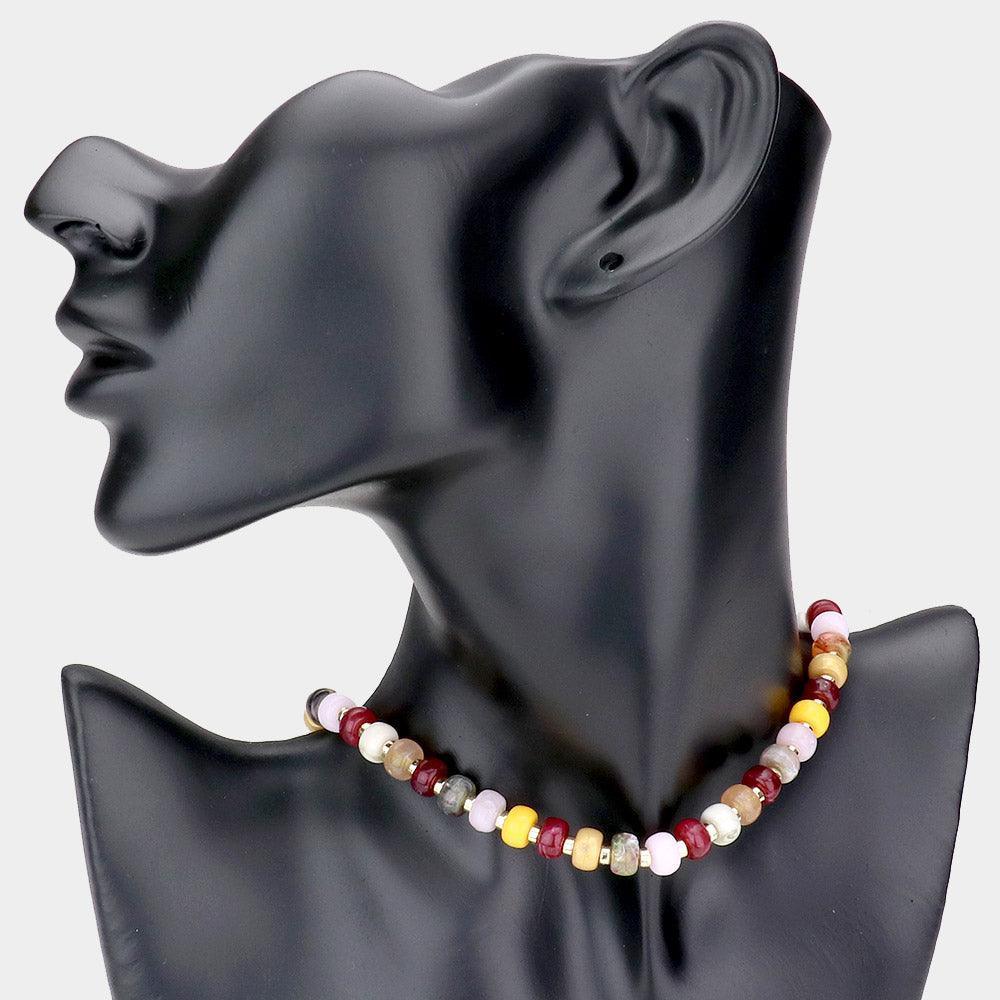 Burgundy Marbled Beaded Necklace - Jewelry Store by Erik Rayo