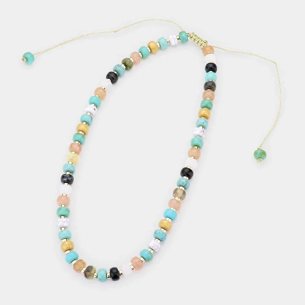 Turquoise Marbled Beaded Necklace - Jewelry Store by Erik Rayo