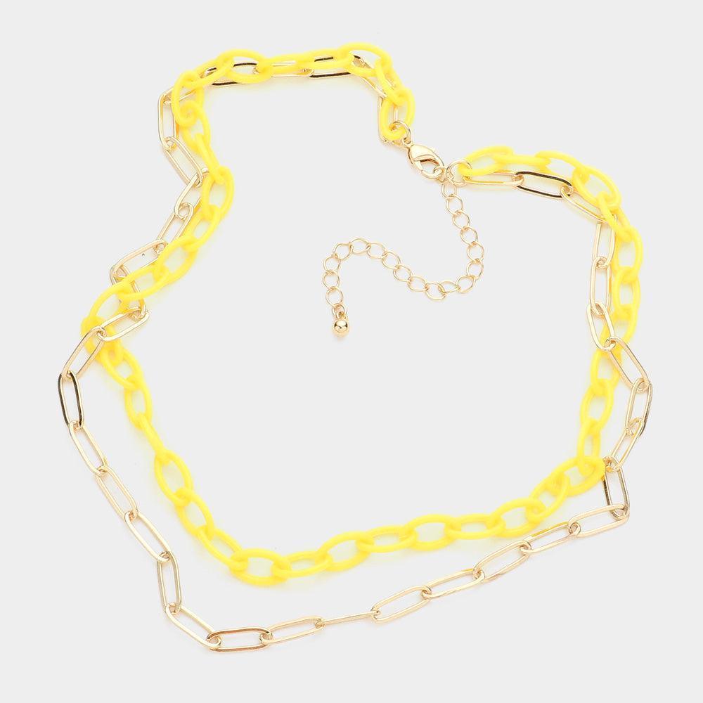 Yellow Double Layered Chain Necklace - Jewelry Store by Erik Rayo