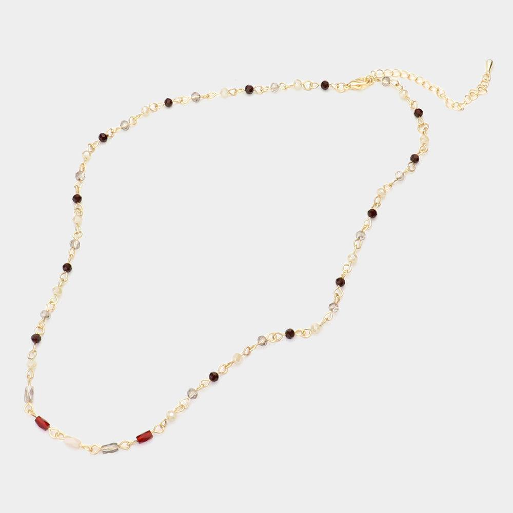 Burgundy Faceted Bead Link Necklace - Jewelry Store by Erik Rayo