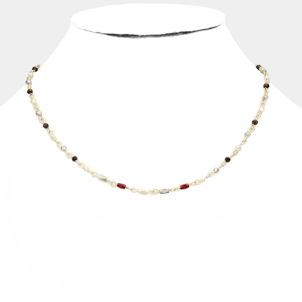 Burgundy Faceted Bead Link Necklace - Jewelry Store by Erik Rayo