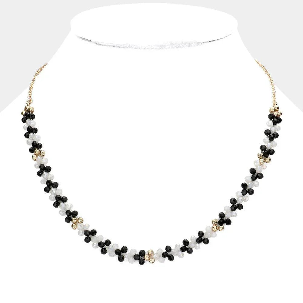 White Flower Faceted Beaded Necklace - Jewelry Store by Erik Rayo