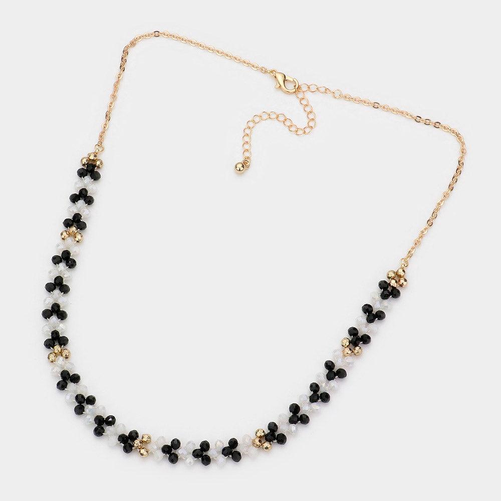 White Flower Faceted Beaded Necklace - Jewelry Store by Erik Rayo
