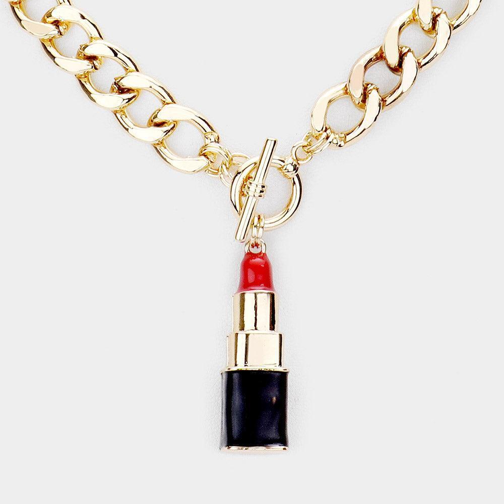 Red Lipstick Pendant Toggle Necklace - Jewelry Store by Erik Rayo