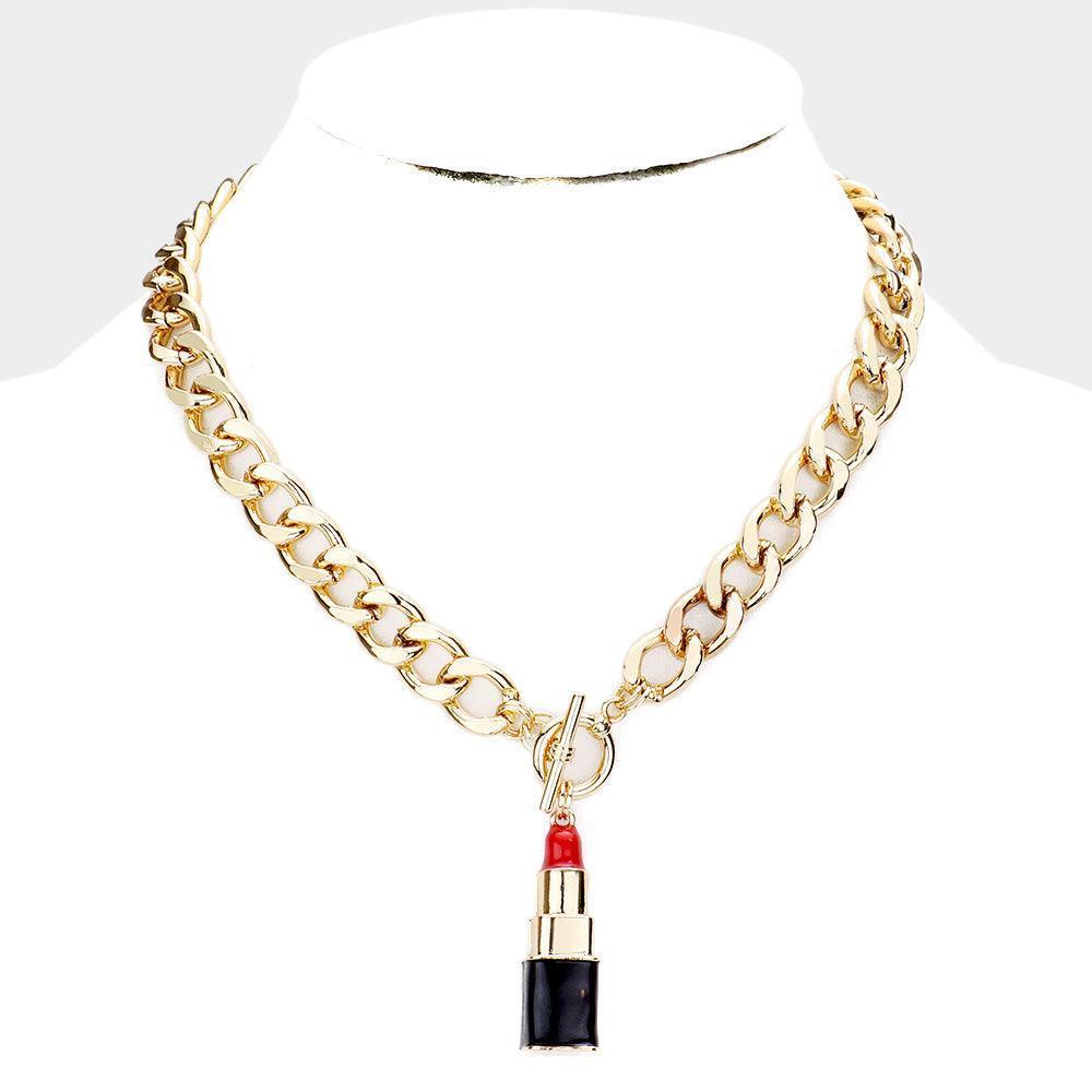 Red Lipstick Pendant Toggle Necklace - Jewelry Store by Erik Rayo