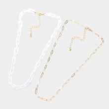 Load image into Gallery viewer, White 2 Piece Open Resin Oval Link Necklaces
