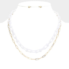 Load image into Gallery viewer, White 2 Piece Open Resin Oval Link Necklaces
