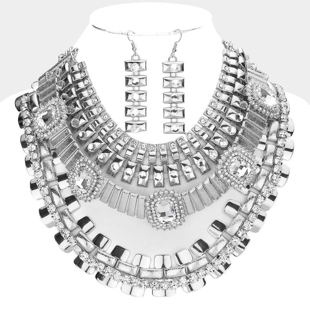 Abstract Chain Stone Embellished Statement Necklace - Jewelry Store by Erik Rayo