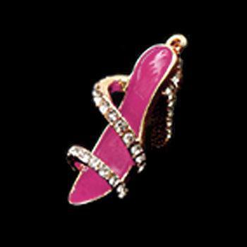 Pink Rhinestone Embellished Enamel Stiletto Heel Pendant Toggle Necklace - Jewelry Store by Erik Rayo