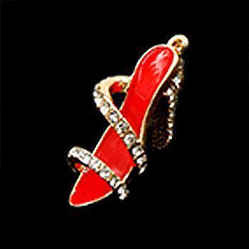 Red Rhinestone Embellished Enamel Stiletto Heel Pendant Toggle Necklace - Jewelry Store by Erik Rayo