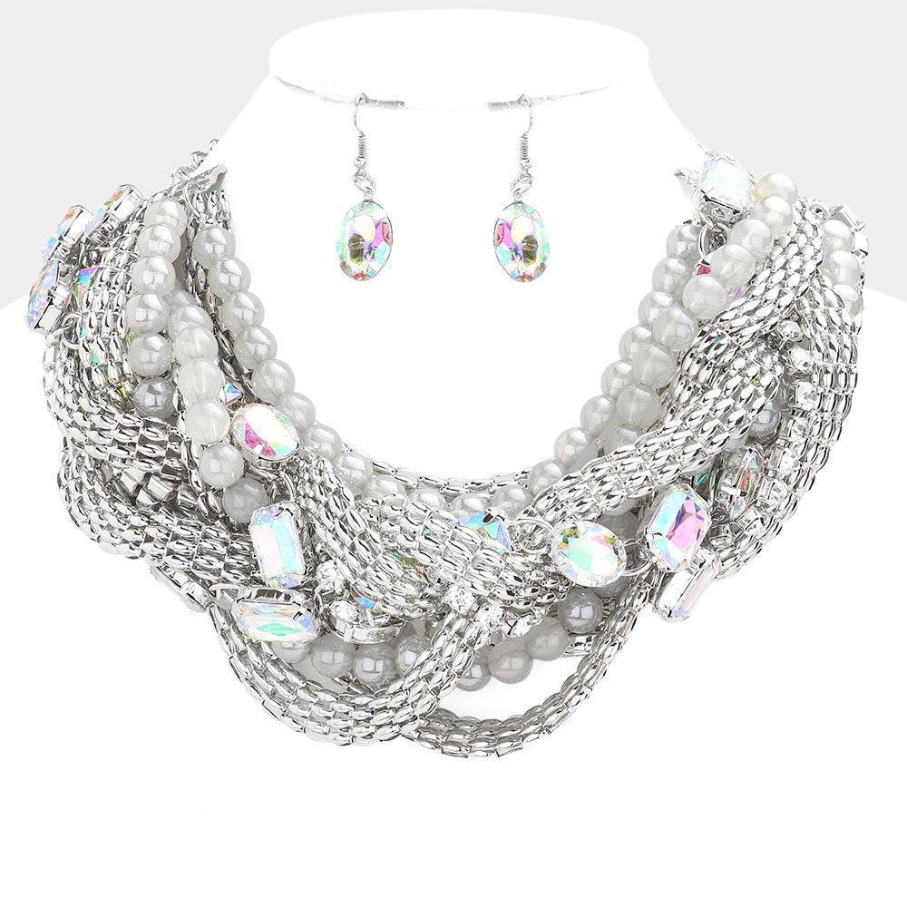 Bold Metal Stone Braided Collar Necklace - Jewelry Store by Erik Rayo