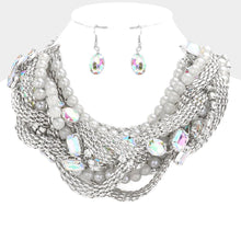 Load image into Gallery viewer, Bold Metal Stone Braided Collar Necklace
