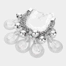 Load image into Gallery viewer, Metal Open Teardrop Lucite Ball Accented Statement Necklace
