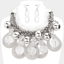 Load image into Gallery viewer, Metal Open Teardrop Lucite Ball Accented Statement Necklace
