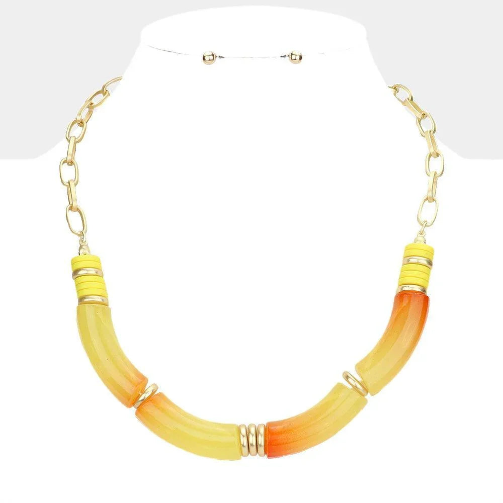 Yellow Ombre Resin Necklace - Jewelry Store by Erik Rayo