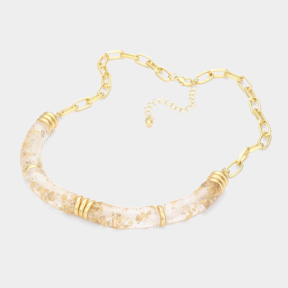Gold Glittered Lucite Resin Necklace - Jewelry Store by Erik Rayo