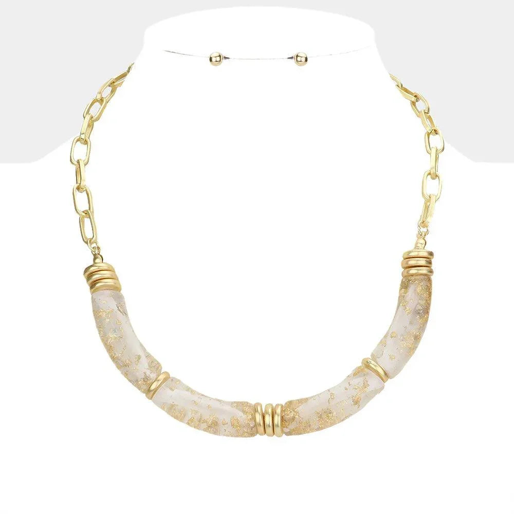 Gold Glittered Lucite Resin Necklace - Jewelry Store by Erik Rayo