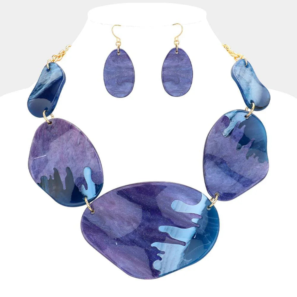 Blue Abstract Glitter Necklace - Jewelry Store by Erik Rayo