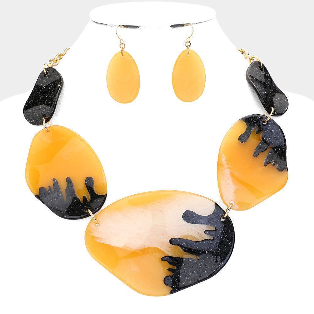 Yellow Abstract Glitter Necklace - Jewelry Store by Erik Rayo