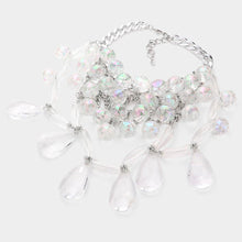 Load image into Gallery viewer, Lucite Bead Cluster Teardrop Link Statement Necklace
